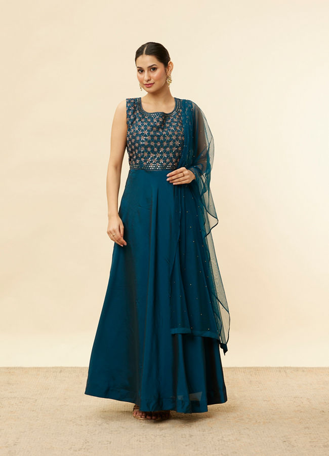 Blue empire waist clearance dress